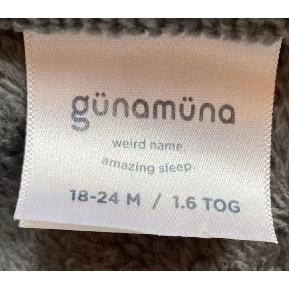 GUNAMUNA Unisex Fleece Wearable Baby Sleeping Sack, Grey, 1.6 TOG, 18-24 Mo